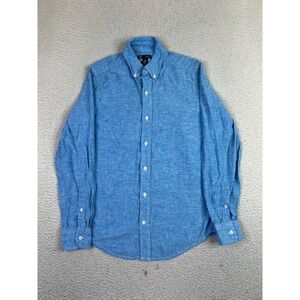 Gap Shirt Mens XS Blue Linen Cotton Classic Fit Button Front Long Sleeve